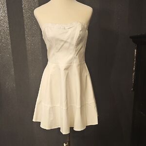 Express White Strapless Skater Dress